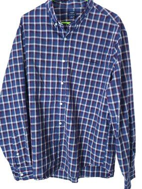 J.Crew Men's Blue & Red Plaid Button-Down Long Sleeve Shirt